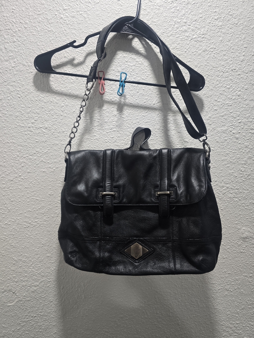 Luxe Rachel Zoe Leather Medium Flap Crossbody Satchel in black